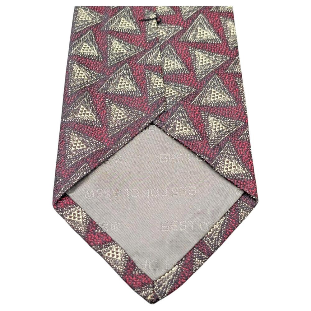 Robert Talbott Best of Class Tie Mens 57" Classic Silk Red Geometric Triangle - Picture 4 of 9